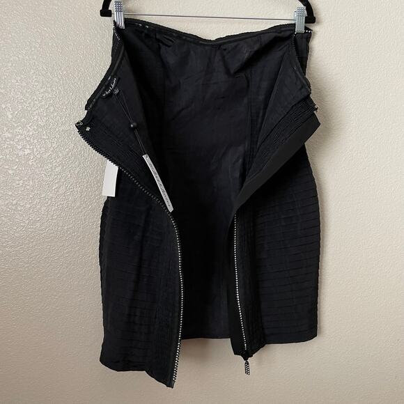 For Love & Lemons Dress Womens Large Black Celeste Moire Rhinestone Pleated Mini - Picture 10 of 14